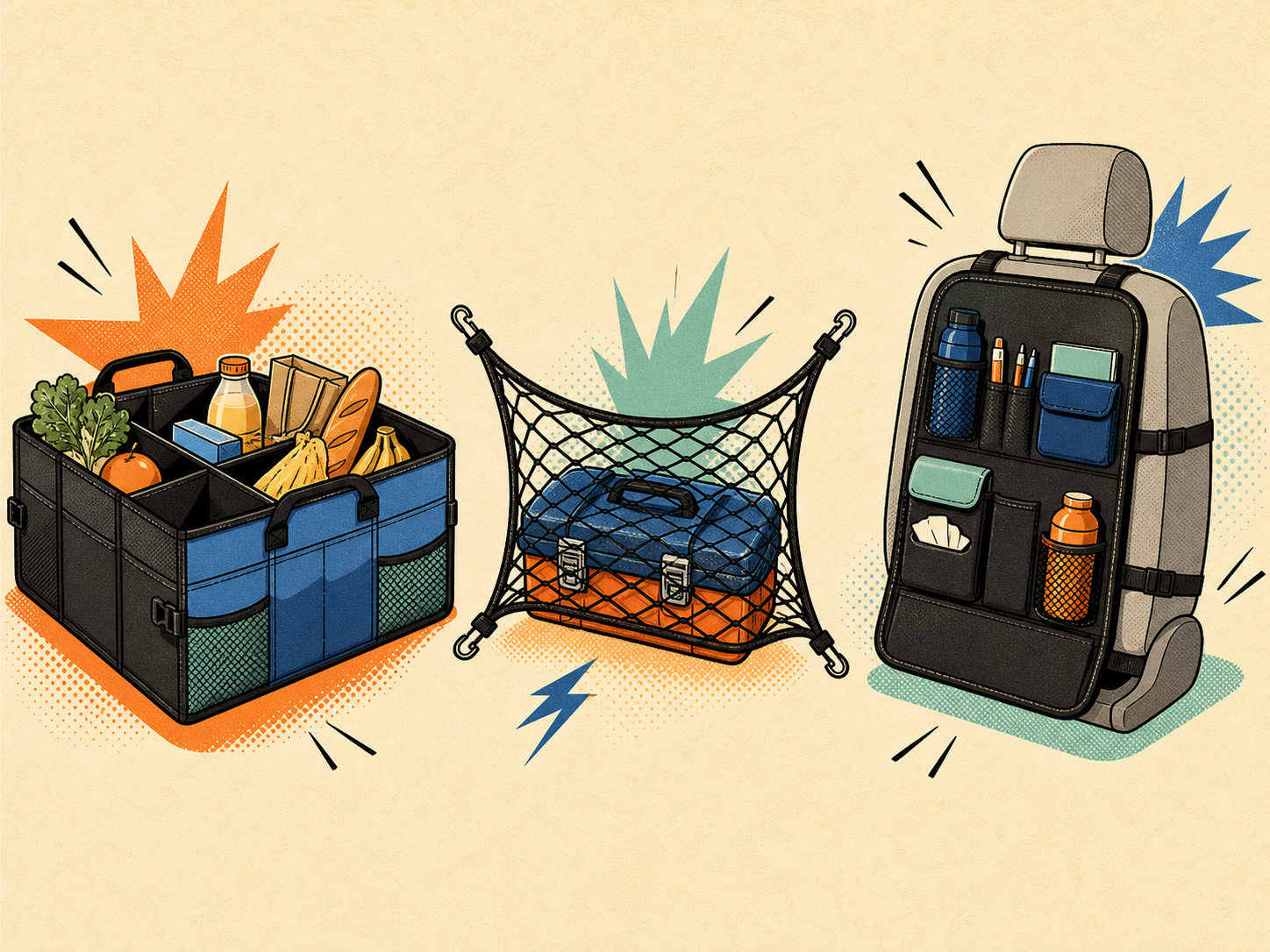 Illustrative category image of a collapsible divided trunk organizer